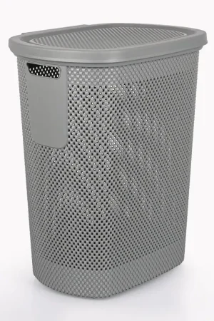 Expédié Aujourd'hui Coffre à linge 'Nickel' gris avec couvercle